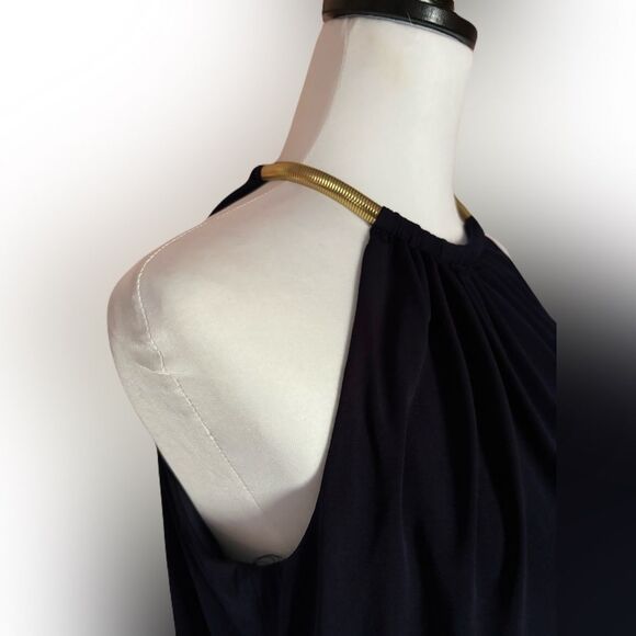 NWT Jessica Simpson Navy Halter Dress Size 6, Gold Choker - Picture 3 of 7